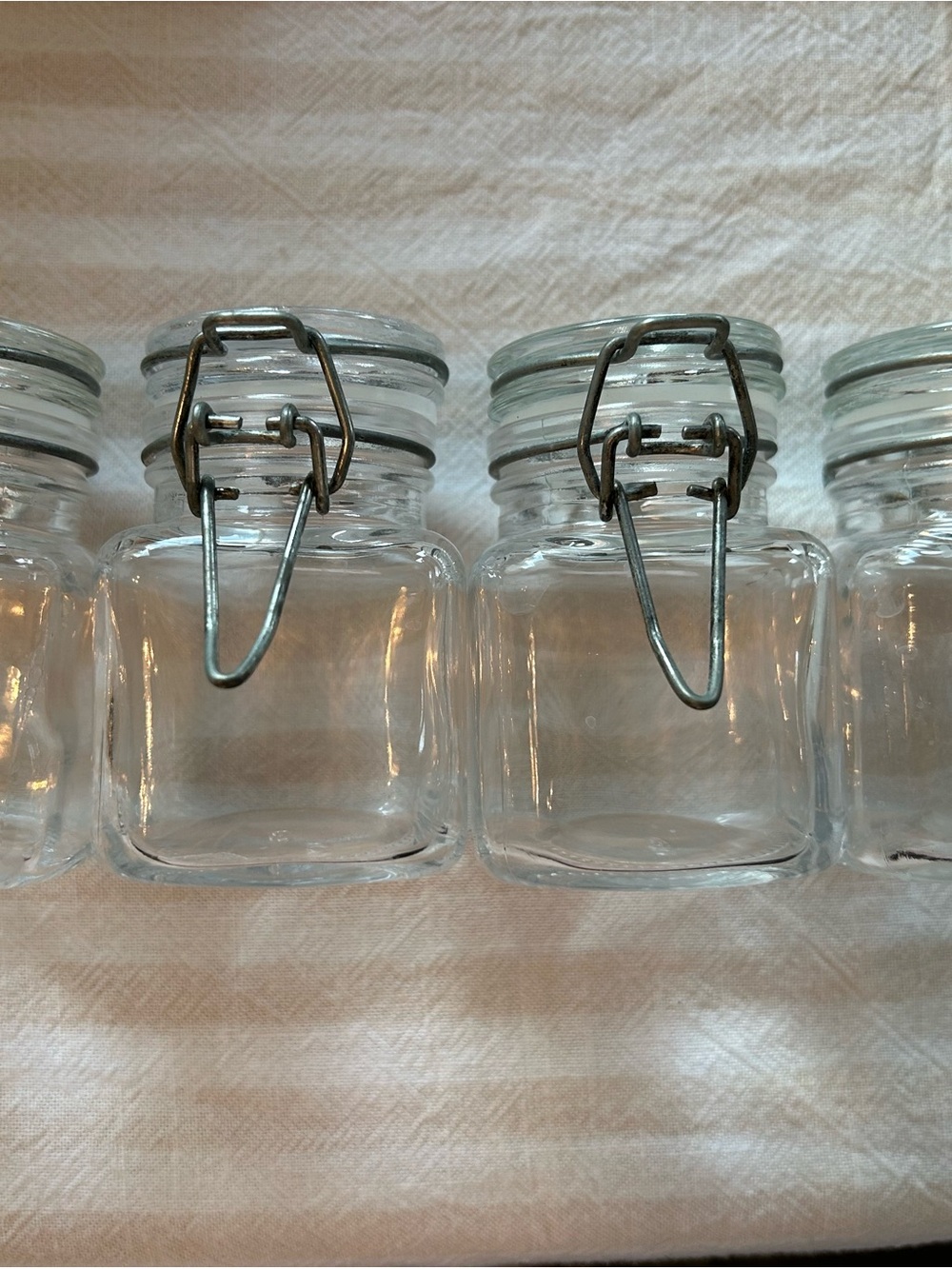 Set of 4 Small Glass Clamp-Top Jars - Clear with Silver Hardware